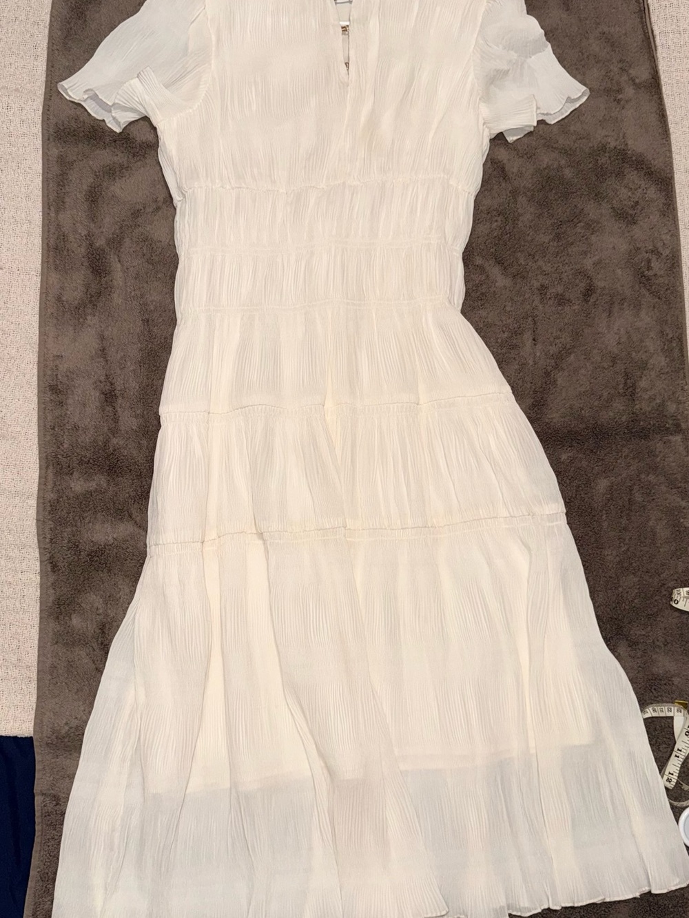 Women’s Cream Midi Dress with Tiered Skirt